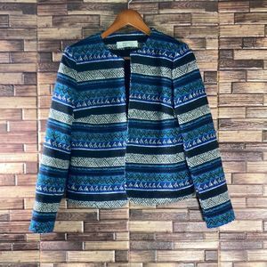 Womens Tahari Arthur S. Levine Single Top Clasp Closure Blazer Size 2 Aztec